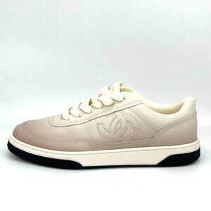 CHANEL 24K Leather Sport Runner Lace Up Sneakers Kicks Shoes Trainers